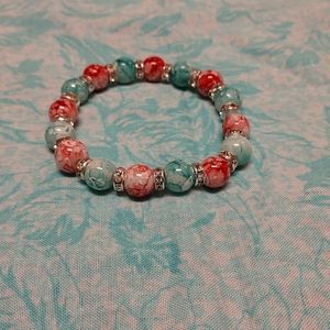 coral and teal marble bracelet🌊